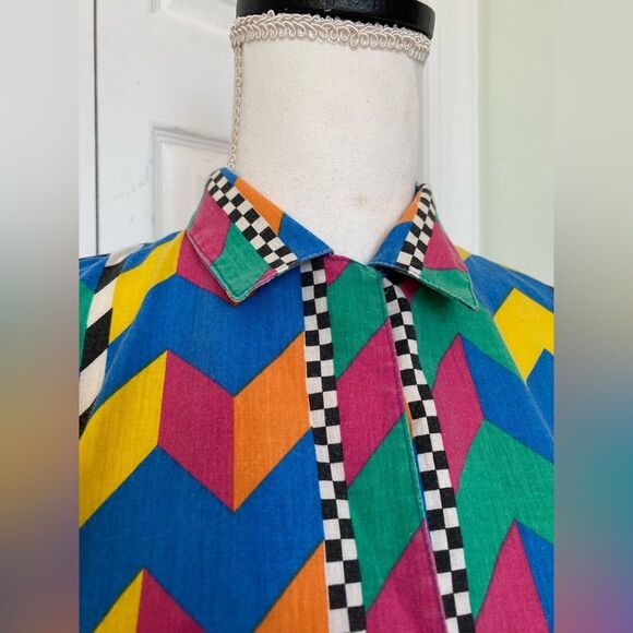 1990s/80s Colorful Art Pop Possibilities Button-down Shirt - Picture 6 of 10
